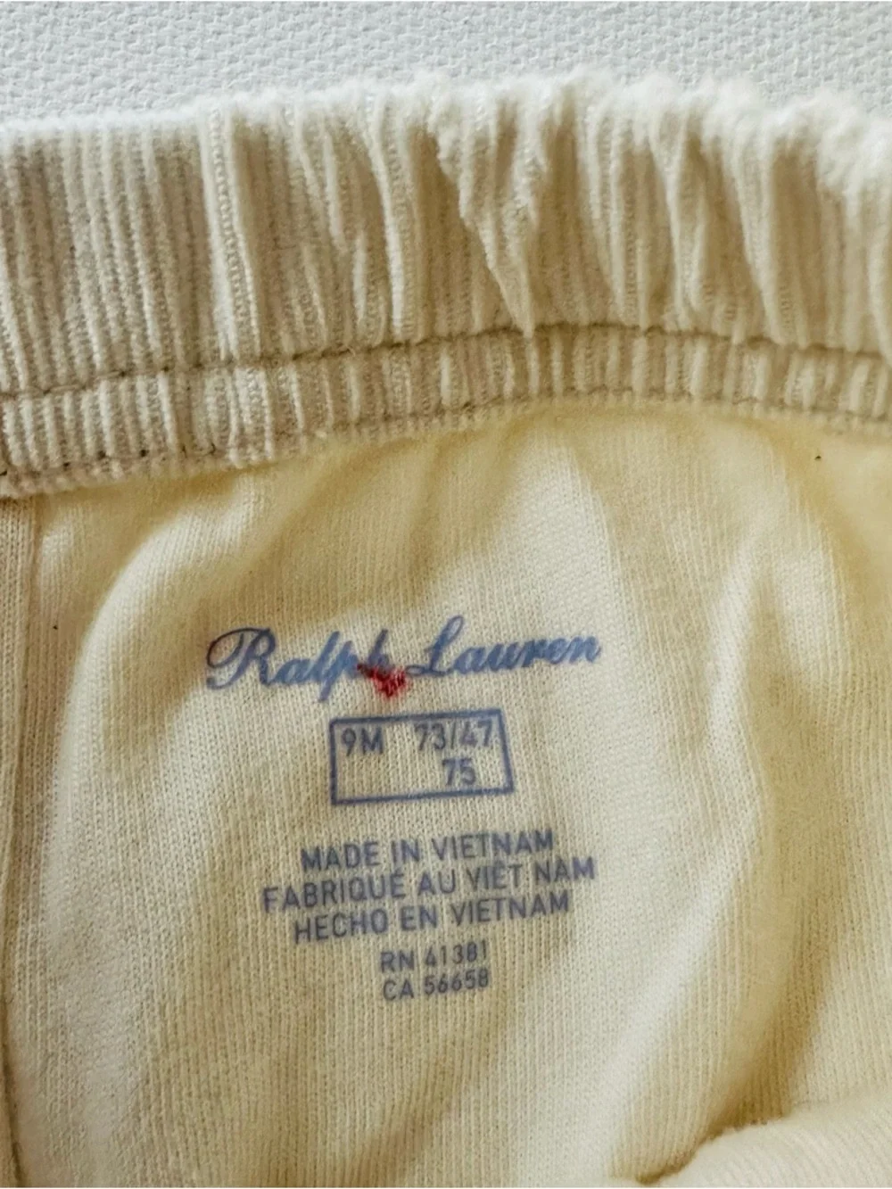 Ralph Lauren 9 Months Baby Boy Cream Soft Corduroy Pants NWT